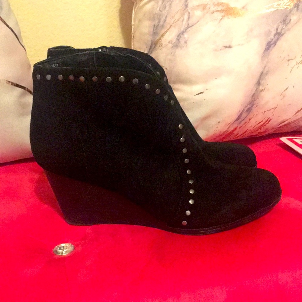 Black studded wedges boots